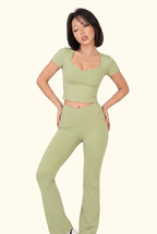 Cap Sleeve Top and Flare Legging Matching Set