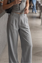 Pantalón de pernera ancha fluido de talle alto